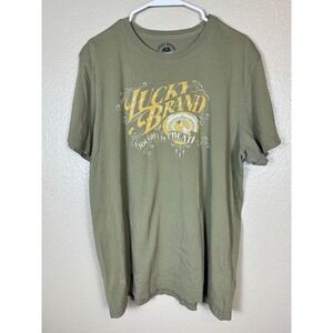 Lucky Brand Tough to Beat Graphic Tee Men's XL Olive Green Cotton